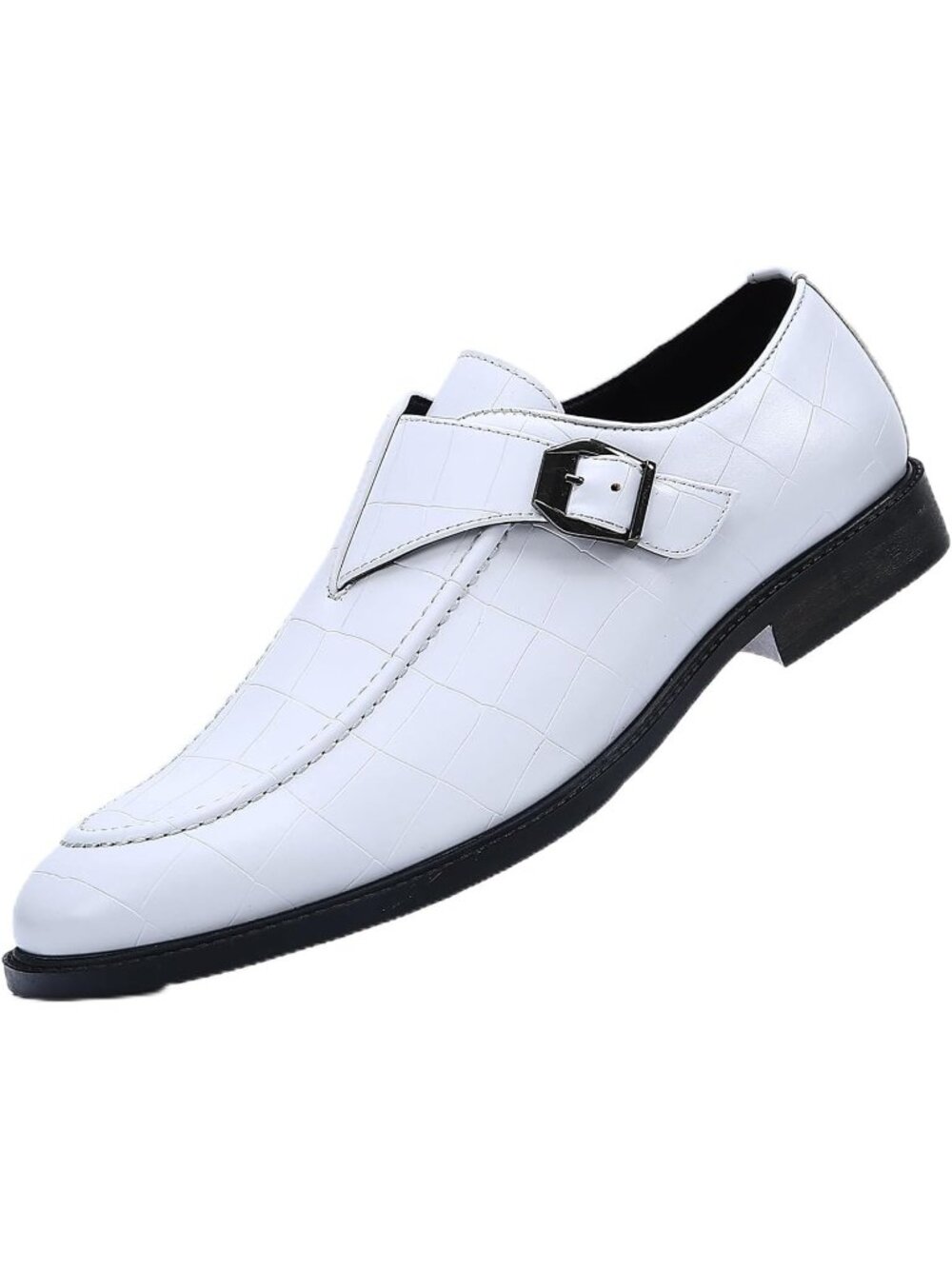 Men's White Monk Strap Dress Loafer Shoes Retro Leather Oxfords Shoes